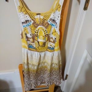 Free People size XS yellow Crochet Tunic